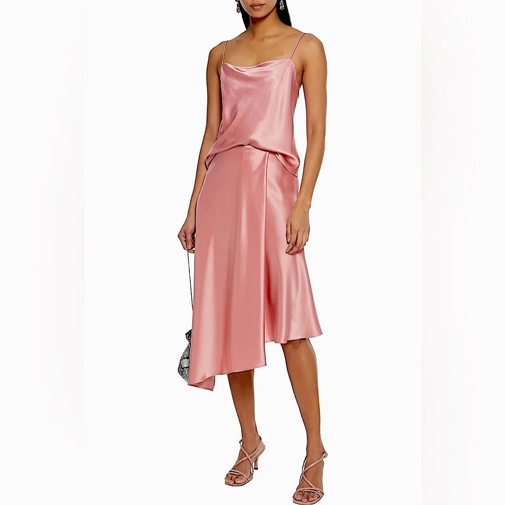 Alice & Olivia /  Satin skirt/ mid skirt/ rose pink
